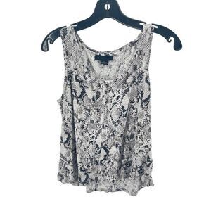 Sanctuary linen White Snake Print Scoop Neck Sleeveless Top Size S